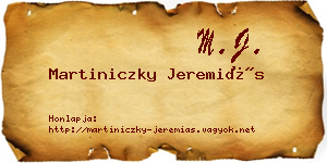 Martiniczky Jeremiás névjegykártya
